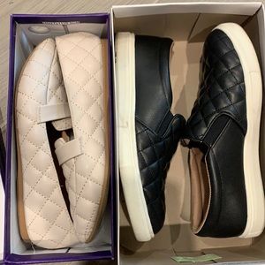 2 slide on shoes/ sneakers. Nude/black